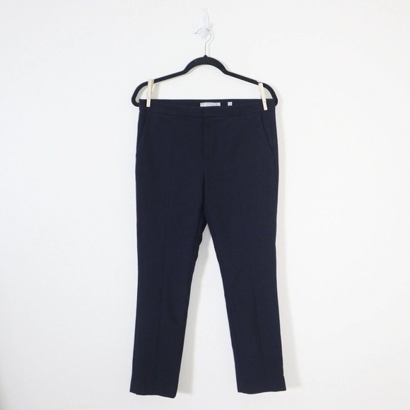 Vince Size 8 Stovepipe Cropped Trousers Navy Blue Seamed Front Ankle Pant - Picture 2 of 11